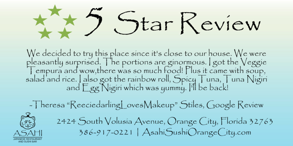 Five Star Rated Sushi in Orange City