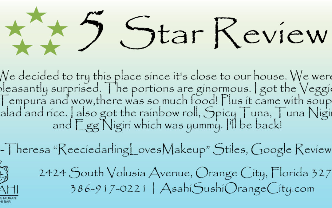 Five Star Rated Sushi in Orange City